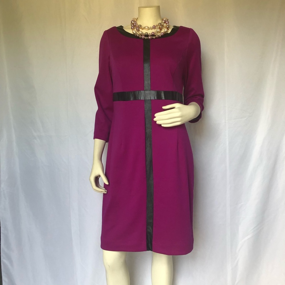 Magenta/Black Long Sleeve Work/Wear Dress